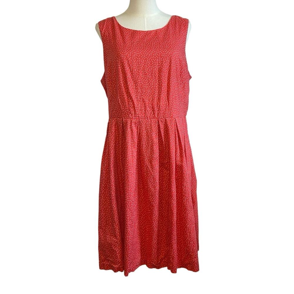 Corey P Orange Polka Dot Midi M Dress Cotton Pocket Retro Twee Preppy Sleeveless